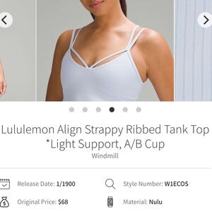 Lululemon Align Strappy Ribbed Tank Top- size 10 A/B cup